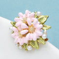Pink Flower Cluster with Pearlescent Accents Brooch