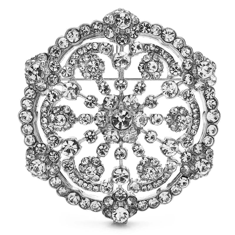 Round Rhinestone Filigree Flower Brooch product variant photo