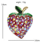 Iridescent Rhinestone Strawberry Brooch — dimensions