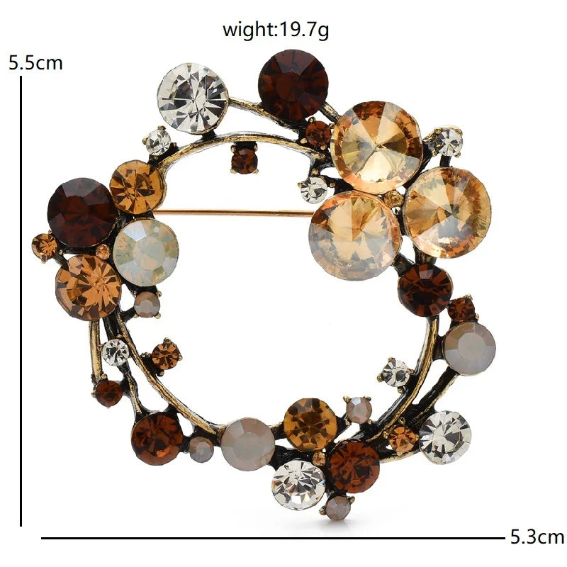 Faceted Flower and Bead Wreath Brooch dimensions and weight
