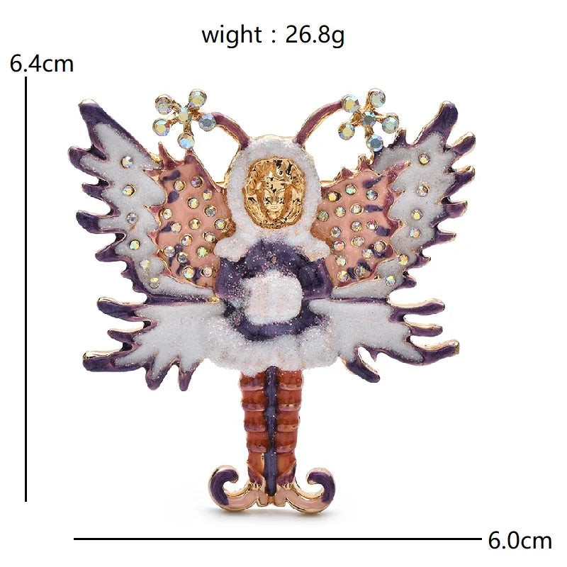 Winged Winter Fairy Brooch — dimensions
