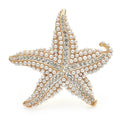 Pearl-Look Starfish with Rhinestone Borders Brooch — Pearl-Look Starfish