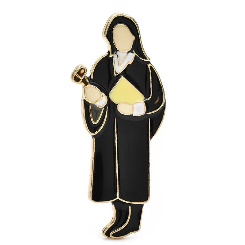 Enamel Lawyer in Gown Brooch — Lawyer in Gown