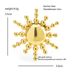Polished Sunburst Disc Brooch