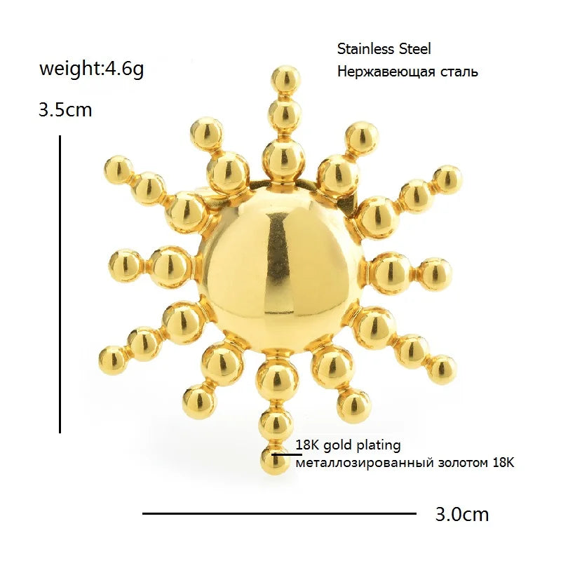 Polished Sunburst Disc Brooch