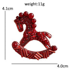 Beaded Rocking Horse Sparkle Brooch