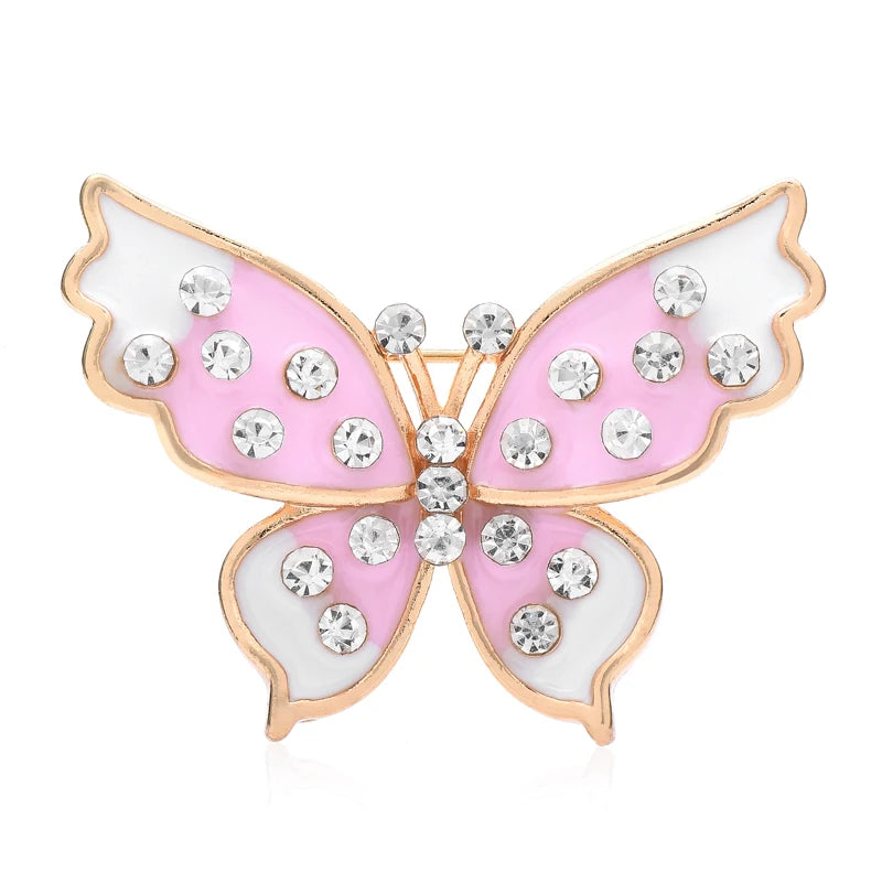 Pastel Enamel Jeweled Butterfly Brooch