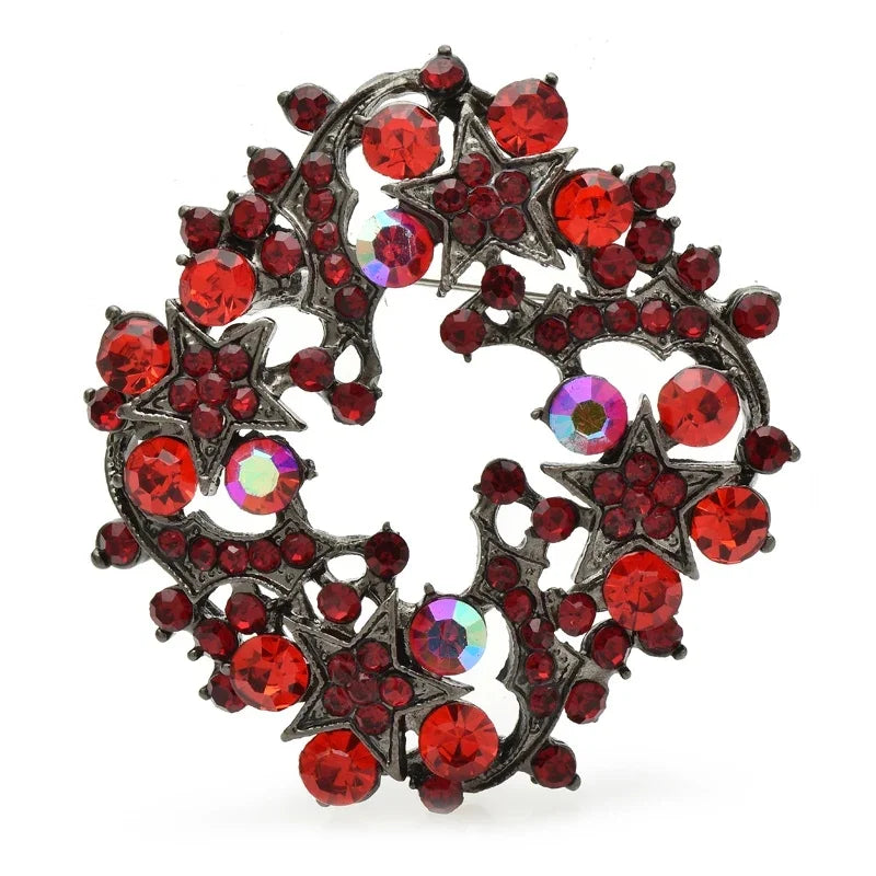 Enamel Botanical and Animal Motif Brooch