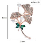 Ginkgo Branch with Jeweled Dragonfly Brooch — dimensions