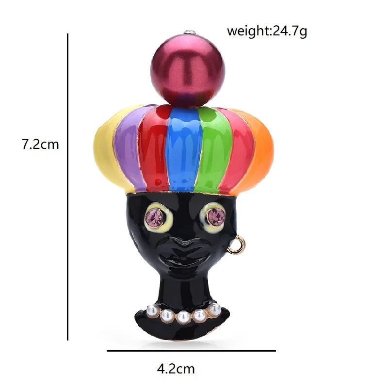 Rainbow Turban Portrait Brooch — dimensions