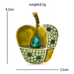 Enamel Apple with Patchwork Rhinestones Brooch — dimensions