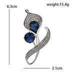 Faceted Calla Lily with Jeweled Curved Leaves Brooch — dimensions