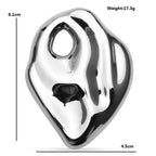 Polished Organic Oval Stainless Steel Brooch — dimensions