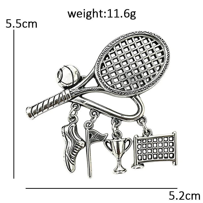 Vintage Tennis Racket Charm Brooch