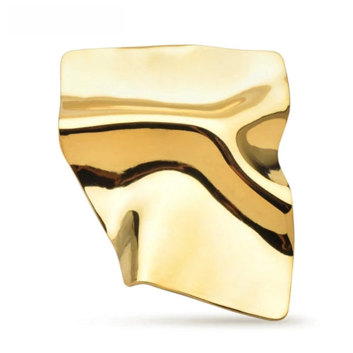 Abstract Wavy Square Brooch — Gold