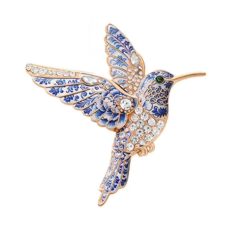 Hummingbird in Flight with Sparkling Wings Brooch original white background product photo