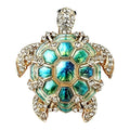 Sea Turtle with Rhinestone Border Brooch original white background product photo