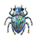 Ornate Floral Beetle with Rhinestones Brooch original white background product photo