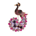 Peacock with Floral Jewel Tail Brooch