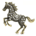 Jeweled Galloping Horse Brooch — Gold