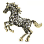 Jeweled Galloping Horse Brooch — Gold