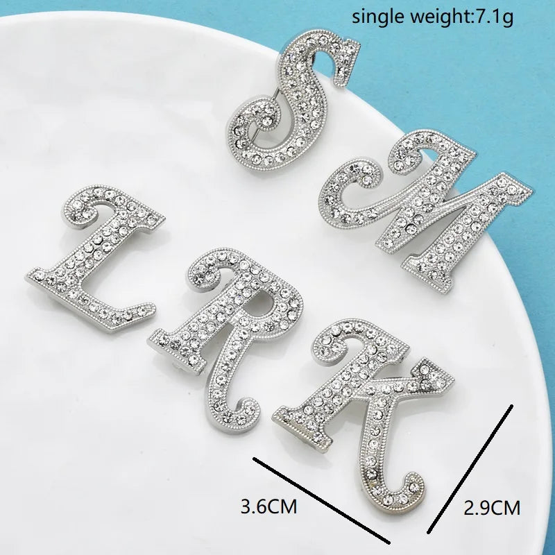 Rhinestone Script Initial Letter Brooch