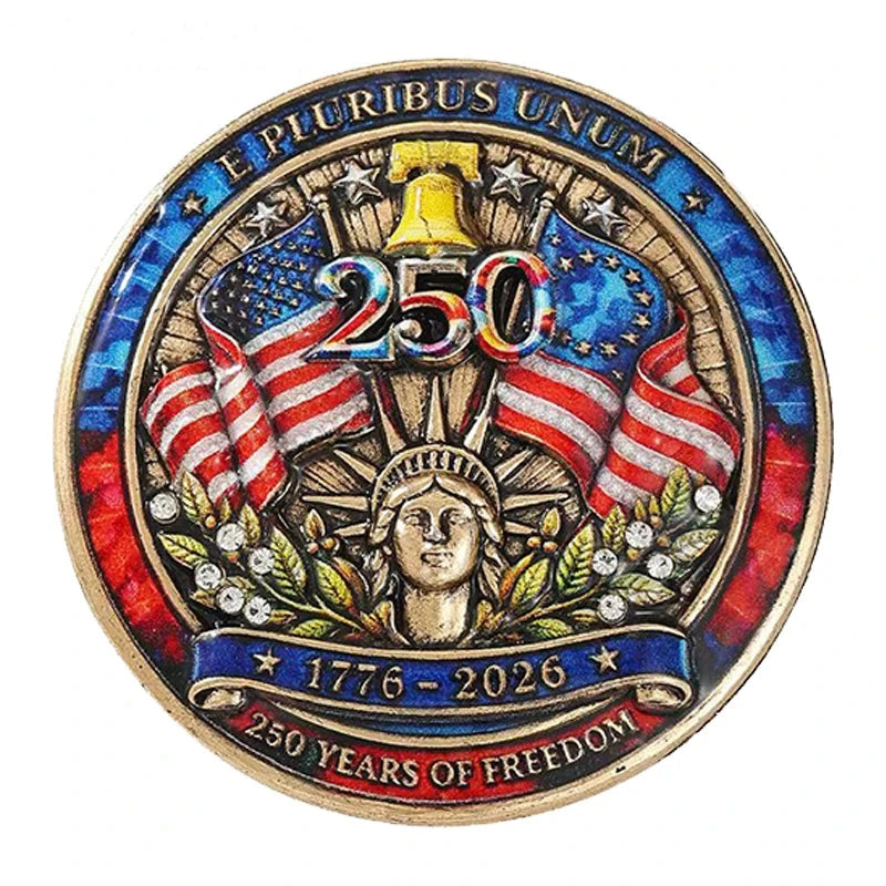 America 250 Liberty Commemorative Medallion Brooch