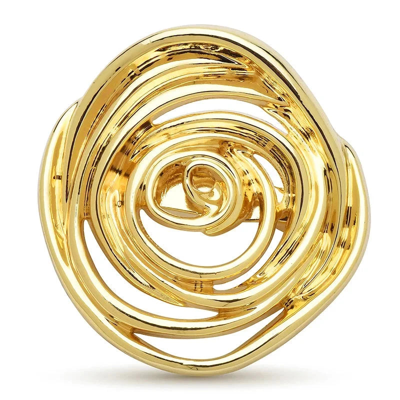Polished Openwork Rose Brooch — Gold