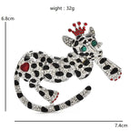 Crowned Enamel Leopard with Curved Tail Brooch dimensions and weight
