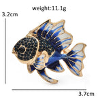 Enamel Fantail Fish with Rhinestones Brooch — dimensions