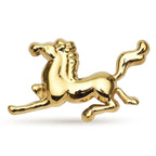 Polished Galloping Horse Stainless Steel Brooch — Gold