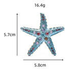 Rhinestone Starfish with Faceted Accents Brooch — dimensions