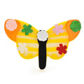 Floral Striped Acrylic Butterfly Brooch — Yellow