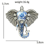 Ornate Elephant Head with Jeweled Ears Brooch