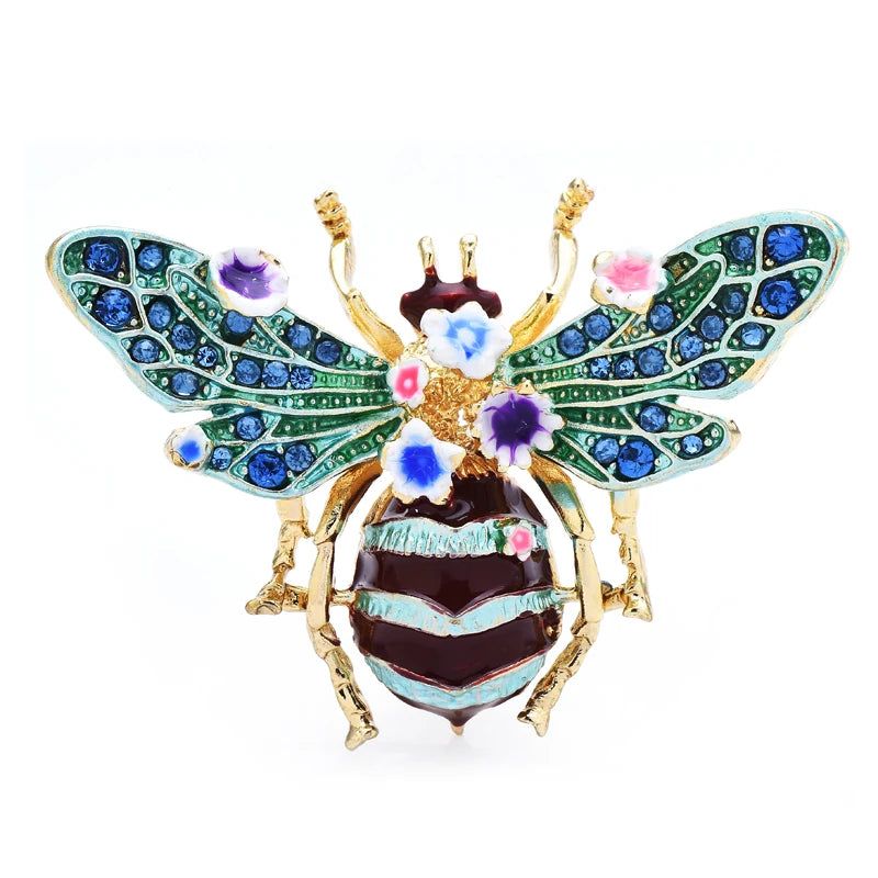 Colorful Enamel Jeweled Bee Brooch