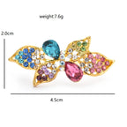 Jeweled Floral Spray with Oval Centers Brooch — dimensions