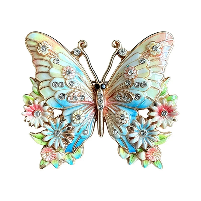 Butterfly with Flower-Trimmed Wings Brooch original white background product photo