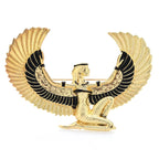 Egyptian Winged Goddess Brooch — Gold & Black