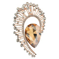 Faceted Teardrop with Baguette Halo Brooch — Champagne