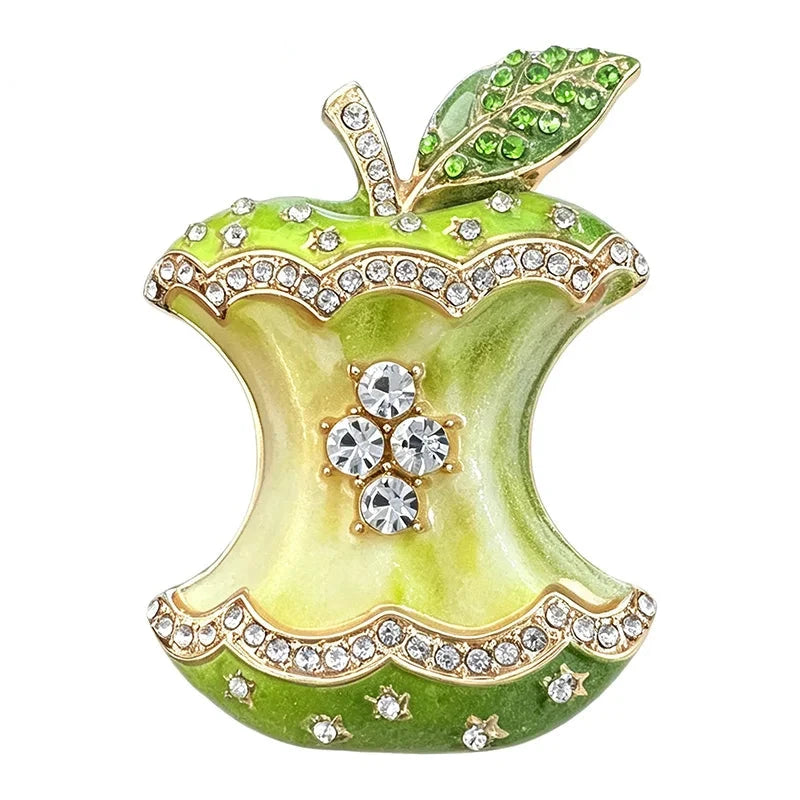 Apple Core Rhinestone Brooch original white background product photo