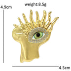 Sculptural Face with Eye Motif Brooch