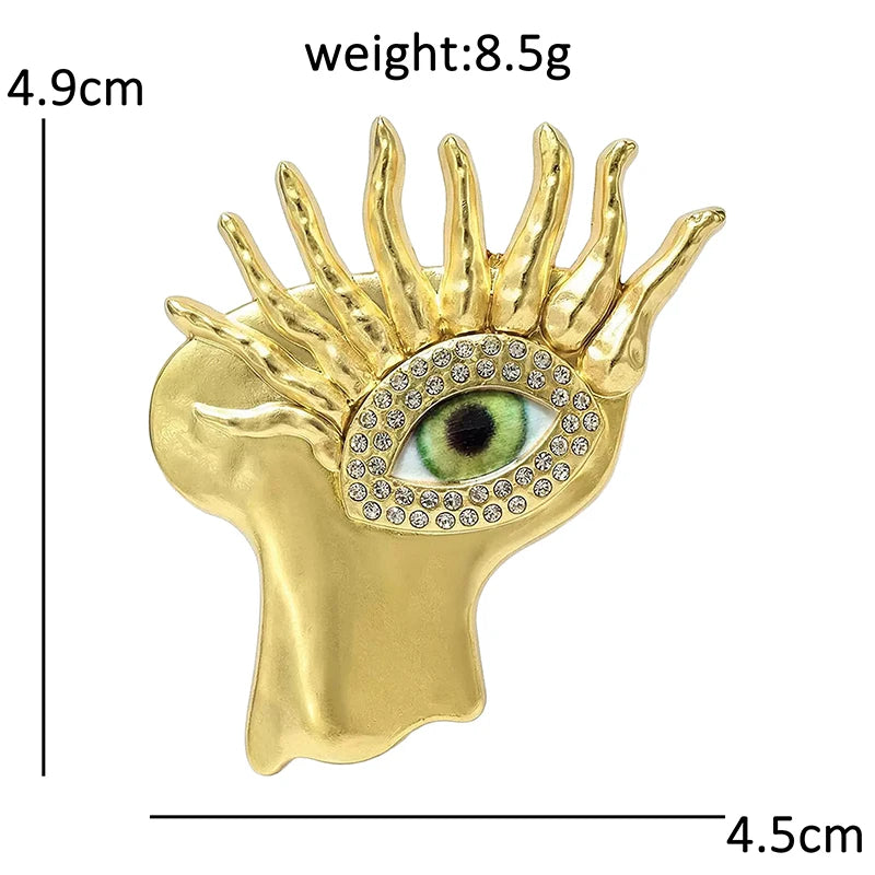 Sculptural Face with Eye Motif Brooch