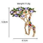 Giraffe Reaching for Jeweled Leaves Brooch dimensions and weight