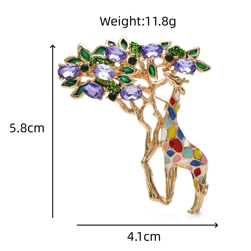 Giraffe Reaching for Jeweled Leaves Brooch dimensions and weight