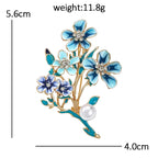 Blue Flower Spray Brooch