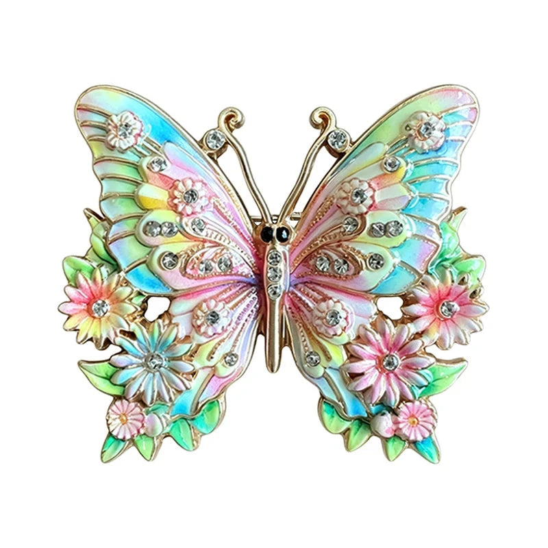 Butterfly with Flower-Trimmed Wings Brooch original white background product photo