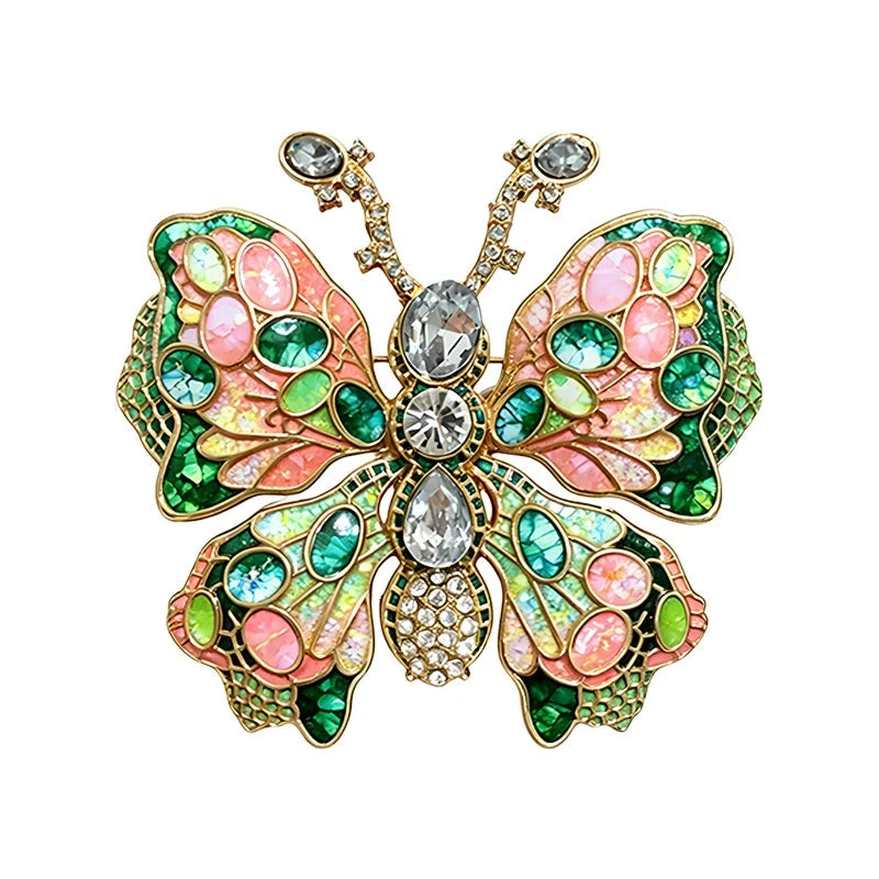 Multicolor Mosaic Wing Butterfly Brooch original white background product photo