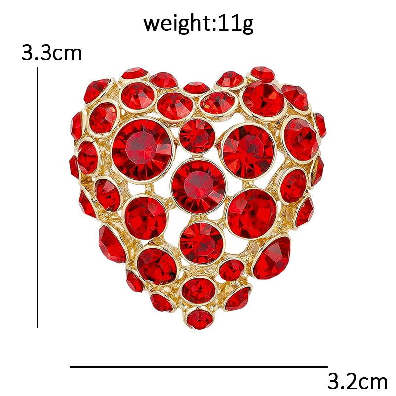 Round Sparkle Heart Mosaic Brooch
