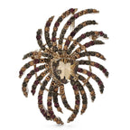 Vintage-Style Spiral Flower with Faceted Center Brooch — Champagne