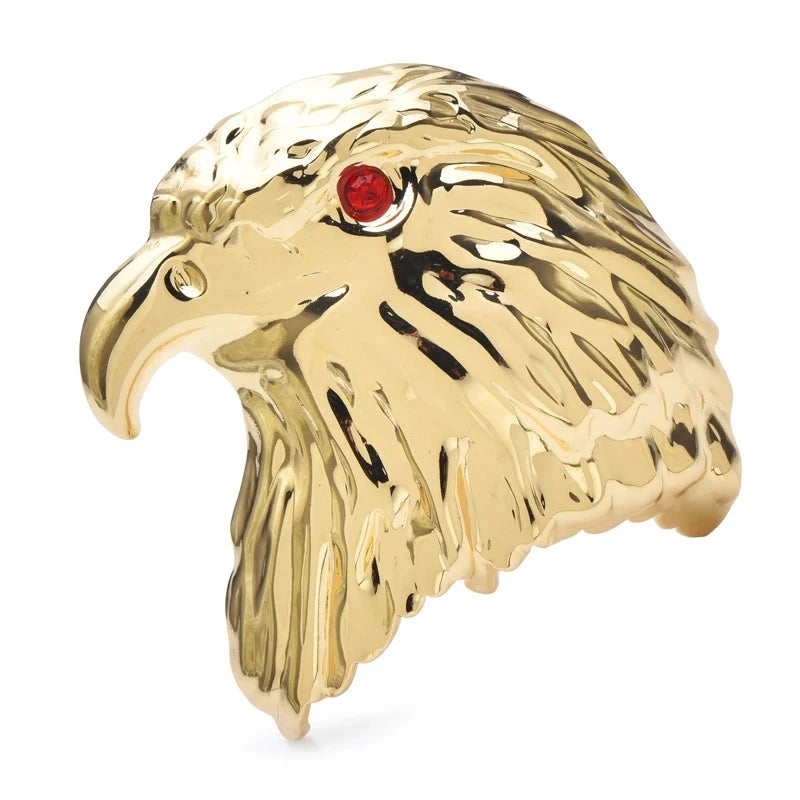 Textured Bald Eagle Head Brooch — Gold